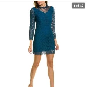 Sandro new with tag blue lace dress long sleeves size 36